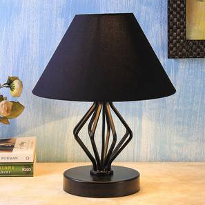 devansh Maisey Black Fabric Shade Table Lamp with Black Iron Base-picture-18