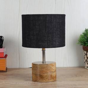 devansh Agatha Black Natural Fiber Shade Table Lamp with Natural Wooden Base-picture-11