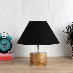 devansh Alice Black Fabric Shade Table Lamp with Natural Wooden Base-picture-38