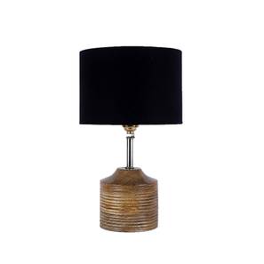 devansh Danielle Black Fabric Shade Table Lamp with Natural Wooden Base-picture-15