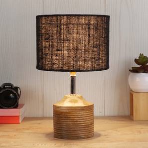 devansh Gloria Black Natural Fiber Shade Table Lamp with Natural Wooden Base-picture-11