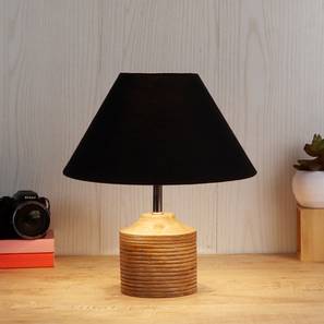 devansh Isabel Black Fabric Shade Table Lamp with Natural Wooden Base-picture-10