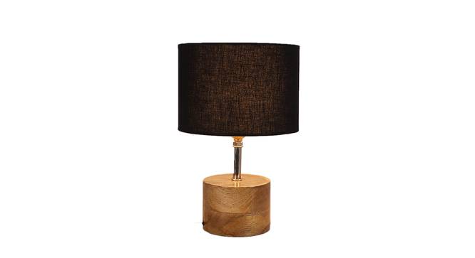 Millerd Black Fabric Shade Table Lamp with Natural  Wooden Base (Black) by Urban Ladder - Front View Design 1 - 611076