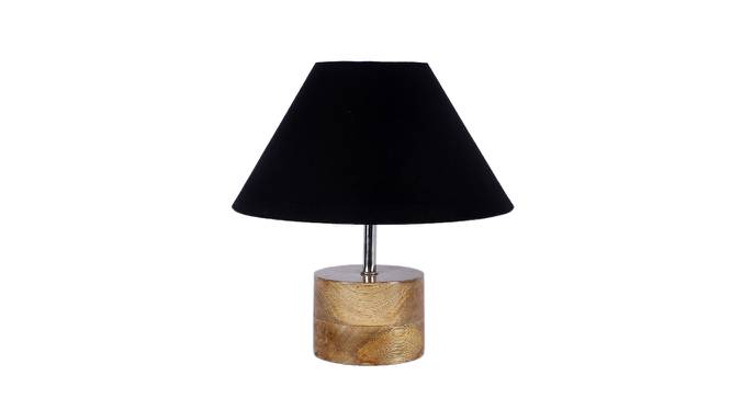 Alice Black Fabric Shade Table Lamp with Natural  Wooden Base (Black) by Urban Ladder - Front View Design 1 - 611079