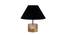 Alice Black Fabric Shade Table Lamp with Natural  Wooden Base (Black) by Urban Ladder - Front View Design 1 - 611079