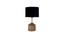 Danielle Black Fabric Shade Table Lamp with Natural  Wooden Base (Black) by Urban Ladder - Front View Design 1 - 611080