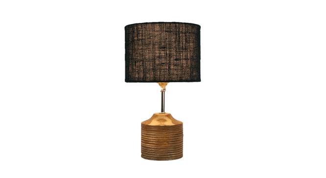 Gloria Black Natural Fiber Shade Table Lamp with Natural  Wooden Base (Black) by Urban Ladder - Front View Design 1 - 611082