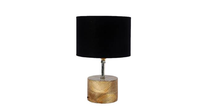Millerd Black Fabric Shade Table Lamp with Natural  Wooden Base (Black) by Urban Ladder - Design 1 Side View - 611104