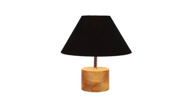 Alice Black Fabric Shade Table Lamp with Natural  Wooden Base (Black) by Urban Ladder - Design 1 Side View - 611106
