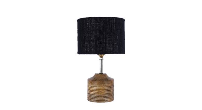 Gloria Black Natural Fiber Shade Table Lamp with Natural  Wooden Base (Black) by Urban Ladder - Design 1 Side View - 611107