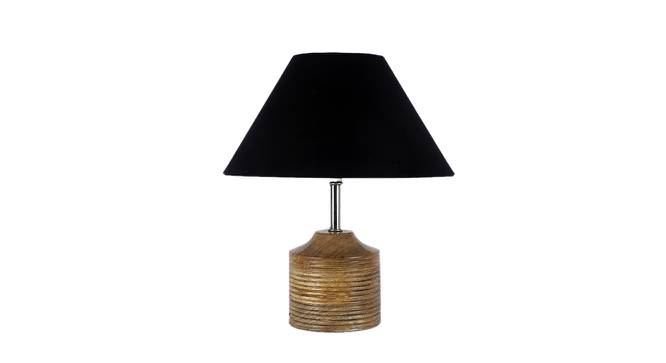 Isabel Black Fabric Shade Table Lamp with Natural  Wooden Base (Black) by Urban Ladder - Design 1 Side View - 611108