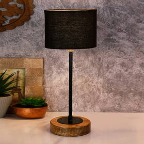 devansh Xzavier Black Fabric Shade Table Lamp with Natural Wood & Iron Base-picture-10