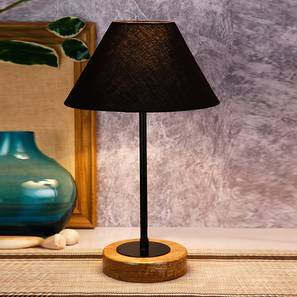 Table Lamps Design Keenan Black Fabric Shade Table Lamp with Natural  Wood & Iron  Base (Black)