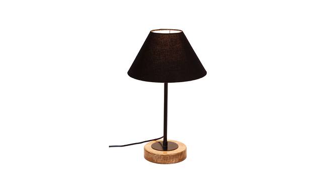 Keenan Black Fabric Shade Table Lamp with Natural  Wood & Iron  Base (Black) by Urban Ladder - Front View Design 1 - 611205
