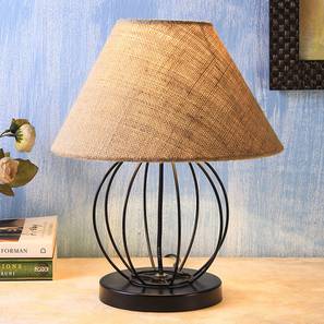 devansh Snow Beige Natural Fiber Shade Table Lamp with Black Iron Base-picture-12