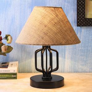 devansh Wolcott Beige Fabric Shade Table Lamp with Black Iron Base-picture-13