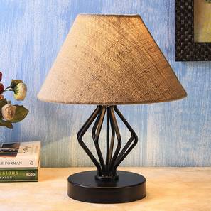devansh Rubie Beige Fabric Shade Table Lamp with Black Iron Base-picture-15