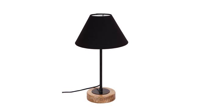Keenan Black Fabric Shade Table Lamp with Natural  Wood & Iron  Base (Black) by Urban Ladder - Design 1 Side View - 611242