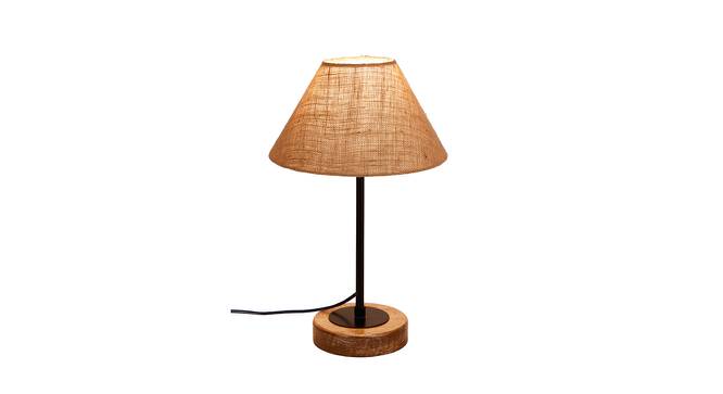 Kylian Beige Natural Fiber Shade Table Lamp with Natural  Wood & Iron  Base (Beige) by Urban Ladder - Front View Design 1 - 611258