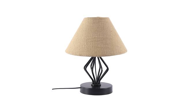 Rubie Beige Fabric Shade Table Lamp with Black  Iron  Base (Beige) by Urban Ladder - Front View Design 1 - 611273