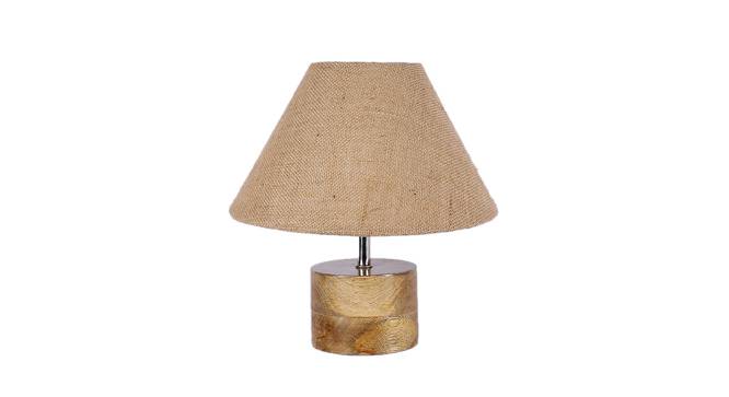 Bharati Beige Natural Fiber Shade Table Lamp with Natural  Wooden Base (Beige) by Urban Ladder - Front View Design 1 - 611279