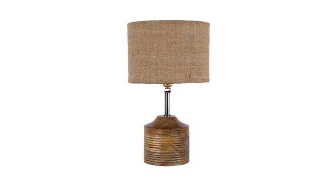 Edwidge Beige Natural Fiber Shade Table Lamp with Natural  Wooden Base (Beige) by Urban Ladder - Front View Design 1 - 611281