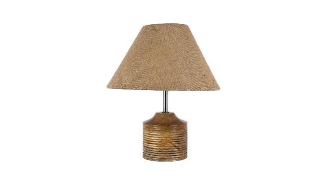 Joanne Beige Natural Fiber Shade Table Lamp with Natural  Wooden Base (Beige) by Urban Ladder - Front View Design 1 - 611283