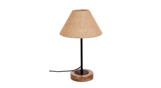 Kylian Beige Natural Fiber Shade Table Lamp with Natural  Wood & Iron  Base (Beige) by Urban Ladder - Design 1 Side View - 611291