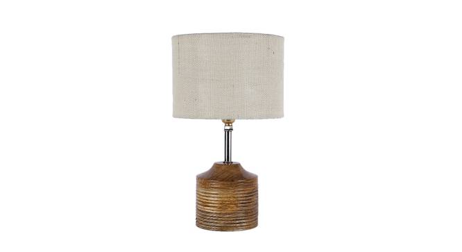 Eliot White Natural Fiber Shade Table Lamp with Natural  Wooden Base (White) by Urban Ladder - Design 1 Side View - 611412