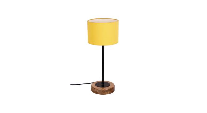 Duncan Yellow Fabric Shade Table Lamp with Natural  Wood & Iron  Base (Yellow) by Urban Ladder - Design 1 Side View - 611692
