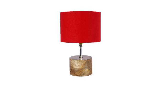 Freedom Red Fabric Shade Table Lamp with Natural  Wooden Base (Red) by Urban Ladder - Design 1 Side View - 611720
