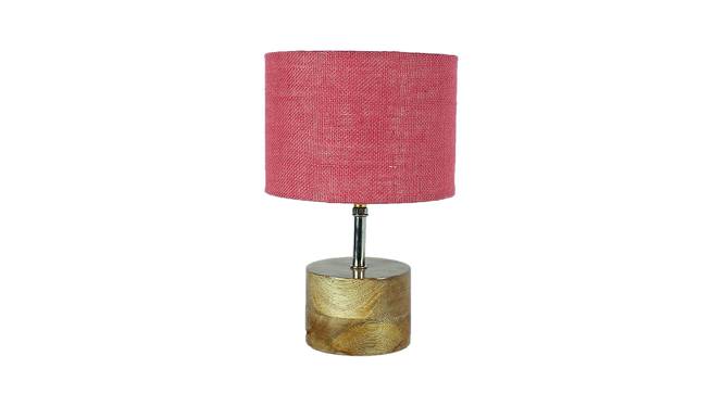 Hurst Pink Natural Fiber Shade Table Lamp with Natural  Wooden Base (Pink) by Urban Ladder - Design 1 Side View - 611722