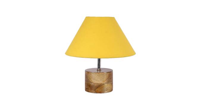 Ayelet Yellow Fabric Shade Table Lamp with Natural  Wooden Base (Yellow) by Urban Ladder - Design 1 Side View - 611725