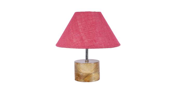 Camille Pink Natural Fiber Shade Table Lamp with Natural  Wooden Base (Pink) by Urban Ladder - Design 1 Side View - 611726