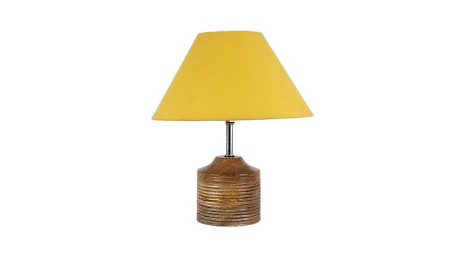 Jeanette Yellow Fabric Shade Table Lamp with Natural  Wooden Base (Yellow) by Urban Ladder - Design 1 Side View - 611730