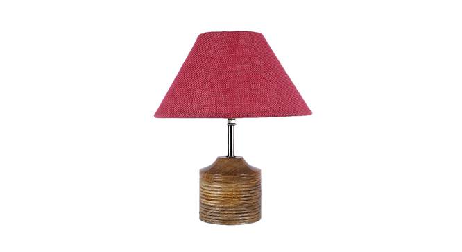Joy Pink Natural Fiber Shade Table Lamp with Natural  Wooden Base (Pink) by Urban Ladder - Design 1 Side View - 611731