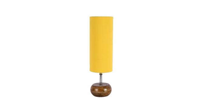 Maxine Yellow Fabric Shade Table Lamp with Natural  Wooden Base (Yellow) by Urban Ladder - Design 1 Side View - 611732