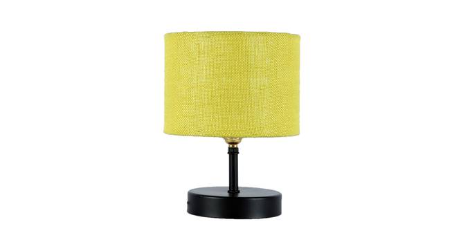 Cheney Yellow Natural Fiber Shade Table Lamp with Black  Iron  Base (Yellow) by Urban Ladder - Design 1 Side View - 611736