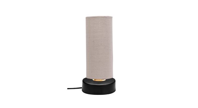 Dillon White Natural Fiber Shade Table Lamp with Black  Iron  Base (White) by Urban Ladder - Design 1 Side View - 611806