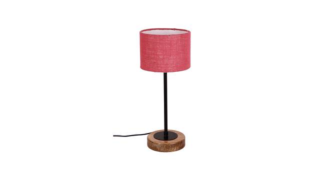 Heath Pink Natural Fiber Shade Table Lamp with Natural  Wood & Iron  Base (Pink) by Urban Ladder - Design 1 Side View - 611840