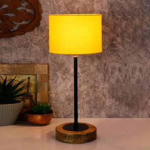 devansh Duncan Yellow Fabric Shade Table Lamp with Natural Wood & Iron Base-picture-13
