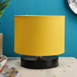 Slater Yellow Fabric Shade Table Lamp with Black Iron Base-image-5