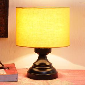 devansh Harleen Yellow Fabric Shade Table Lamp with Black Iron Base-picture-13