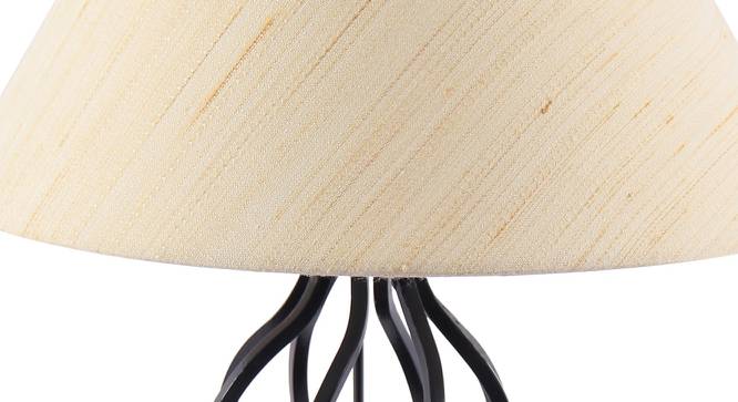 Colston Off White Fabric Shade Table Lamp with Black  Iron  Base (Off White) by Urban Ladder - Design 1 Side View - 611871
