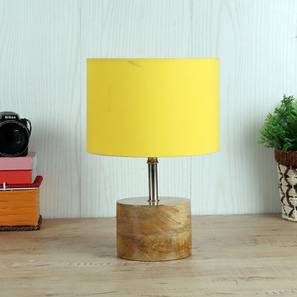 devansh Mansell Yellow Fabric Shade Table Lamp with Natural Wooden Base-picture-32