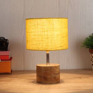 devansh Anne Yellow Natural Fiber Shade Table Lamp with Natural Wooden Base-picture-20
