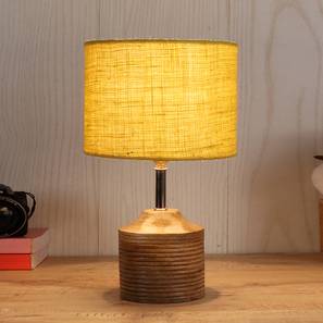 devansh Harper Yellow Natural Fiber Shade Table Lamp with Natural Wooden Base-picture-18
