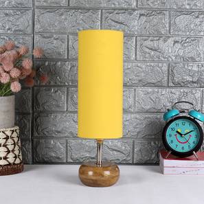 Table Lamps In Hyderabad Design Maxine Yellow Fabric Shade Table Lamp with Natural  Wooden Base (Yellow)