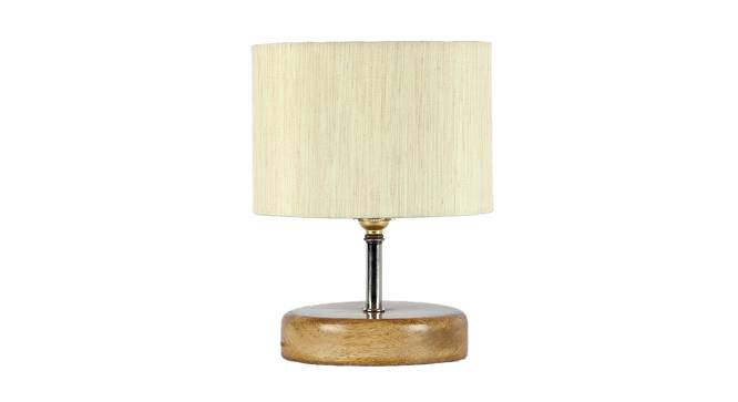 Palmyra Off White Fabric Shade Table Lamp with Natural  Wooden Base (Off White) by Urban Ladder - Design 1 Side View - 611894