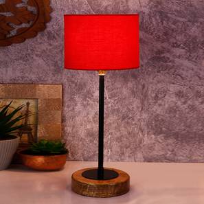 devansh Rene Red Fabric Shade Table Lamp with Natural Wood & Iron Base-picture-23